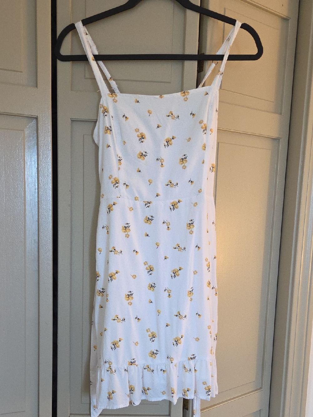 Hollister White Mini Dress with Yellow Floral Print